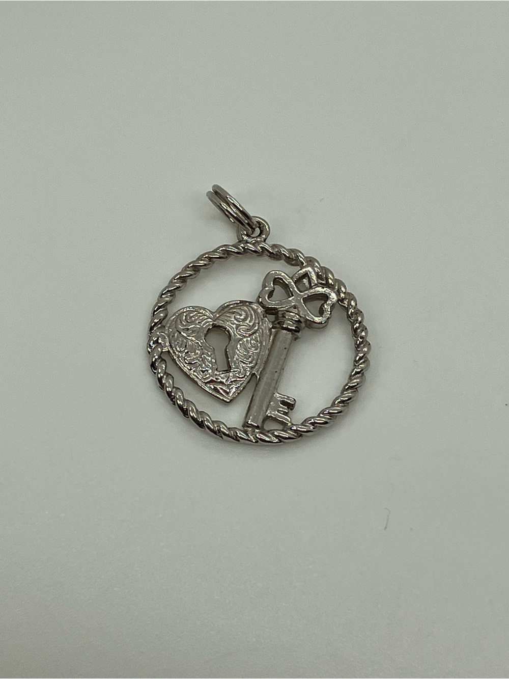 Vtg 925 Key To My Heart Lock Padlock Frame Charm Sterling Silver